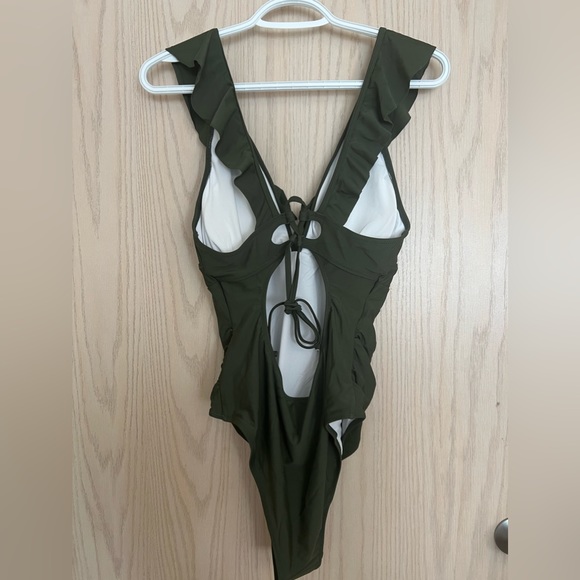 🥳🥳HOST PICK 🥳🥳 Felnart Swimsuits Ruffled V Neck Lace Up Tummy Control XL - Picture 8 of 8